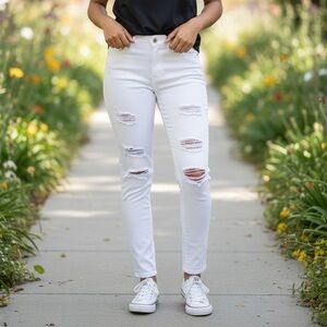 SO Distressed White Skinny Jeans